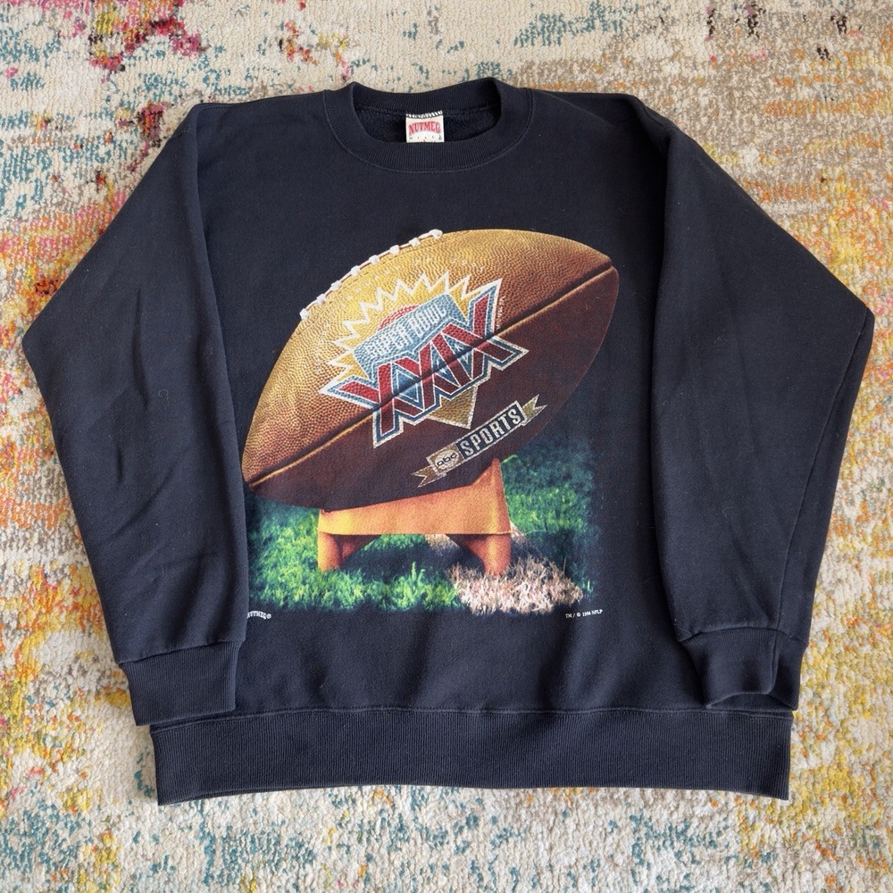 Vintage 1995 Super Bowl XXIX Sweatshirt Nutmeg Mills Black  Large